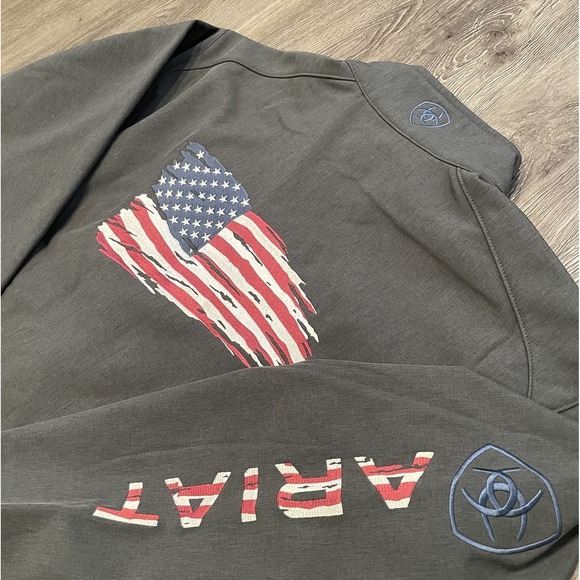 Ariat Logo 2.0 Patriot Softshell Jacket Men's Large USA Charcoal Gray 10041439